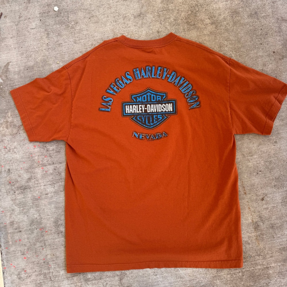 Harley Davidson y2k Las Vegas Nevada T-Shirt Mens XL Burnt Orange Graphic Dice - Picture 3 of 7